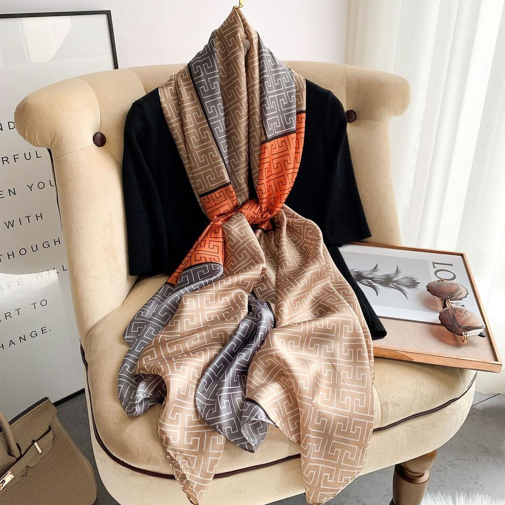 New Korean Version of Summer Sun Protection Scarf for Women Atmospheric Silk Air Conditioning Shawl Decorative Scarf Gauze Scarf Scarf Scarf