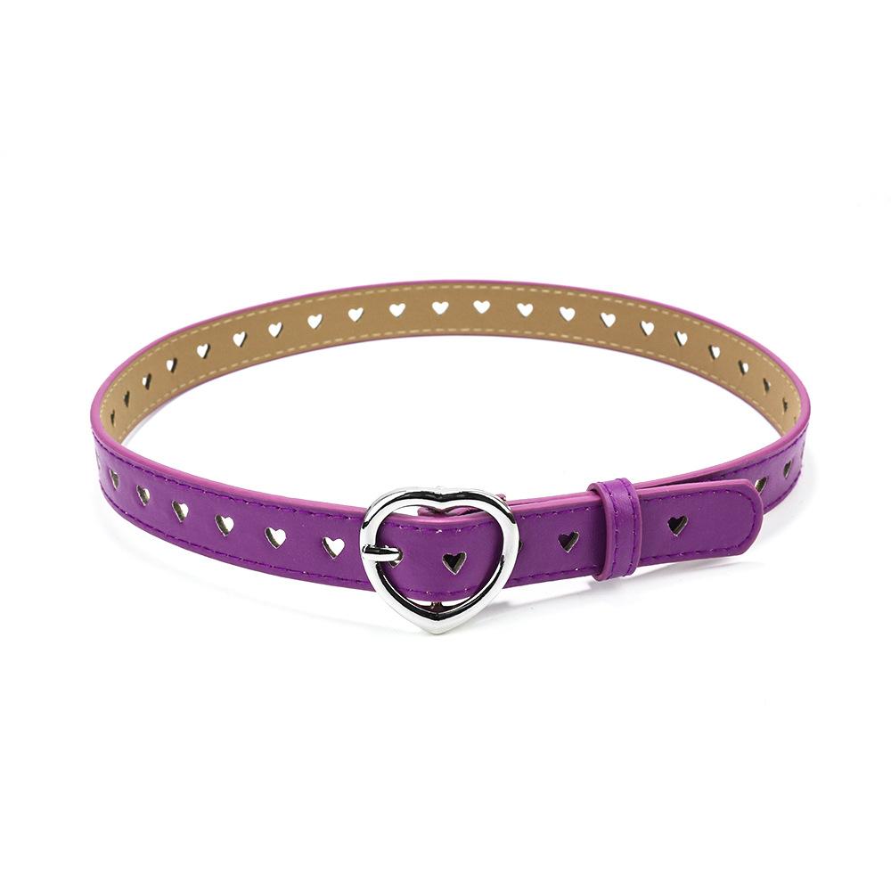 Children's Punk Belt Student Boys and Girls Jeans Heart-shaped Hollowed Out Heart Belt Female Pink Sky Blue