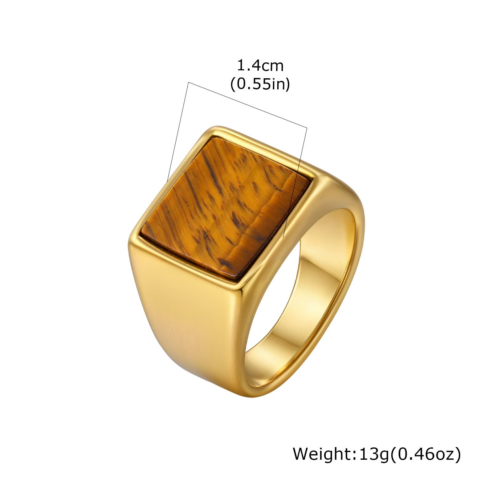 

Tiger Eye Stone Ring for Men Boys,Stainless Steel Brown Natural Stone Signet Ring Square Ring,Stylsh Party Jewelry Gift 12