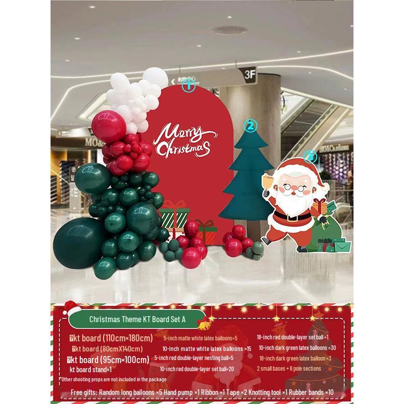 Festliche Weihnachtsszene Anordnung: Einkaufszentrum Event Dekoration mit Ballonkunst und Hintergrund