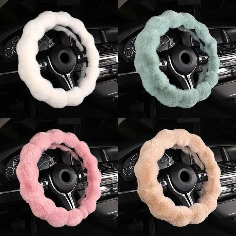 Premium Plüsch Lenkradbezug Für Winterliche Wärme Komfort Und Anti-Rutsch-Griffe Universell 38cm Durchmesser