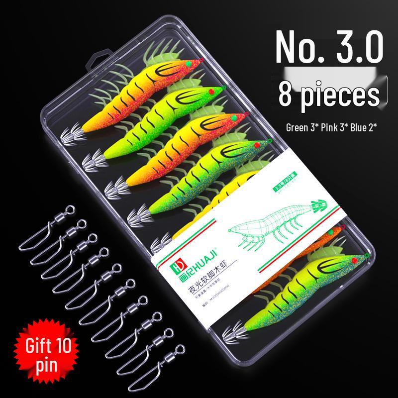 High-Value Spicy Shrimp Lure: Fluorescent, Soft Leg, Sound Bead Squid Hook Umbrella with Big Tail