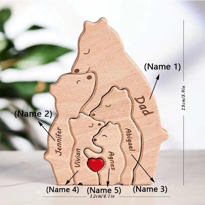 Customizable 3D Wooden Bear Art Decor Laser-Cut Handcrafted Warm Sentimental Gift for Mom Family Friends This Christmas