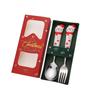 Christmas, Stainless Steel Spoon and Fork Set Santa Spoon Fruit Fork Tableware Gift Box