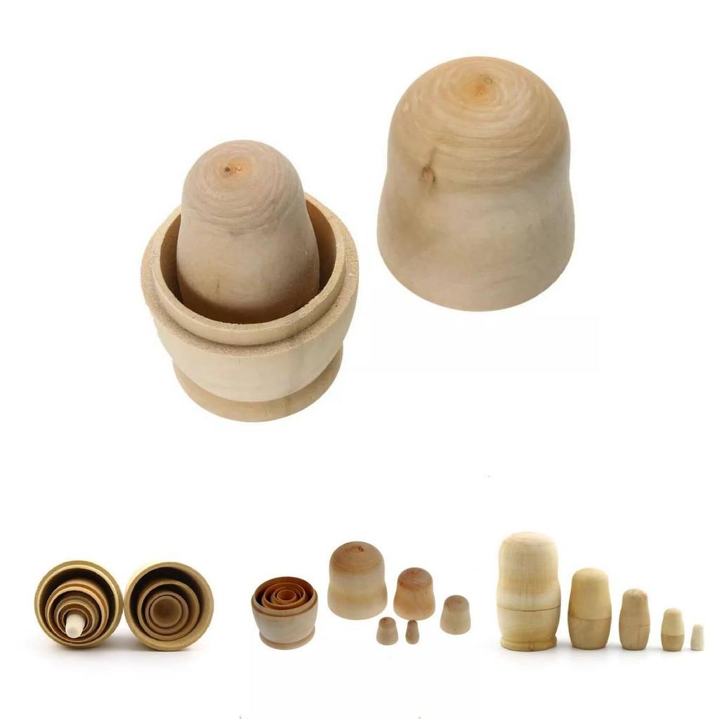 Beautiful Five Layer Russian Nesting Dolls Crafted From Natural Wood For Diy Projects