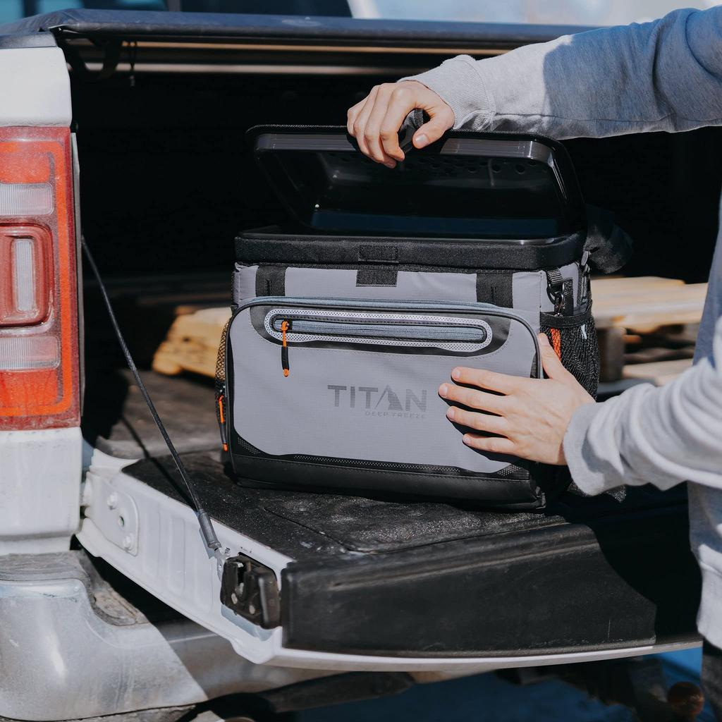 Titan Deep Freeze Cooler Box 16L 30 Gray Limited Edition Color Titan Zipperless Insulated Soft Cooler Perfect for and Outdoor Activities (Holds Cans)