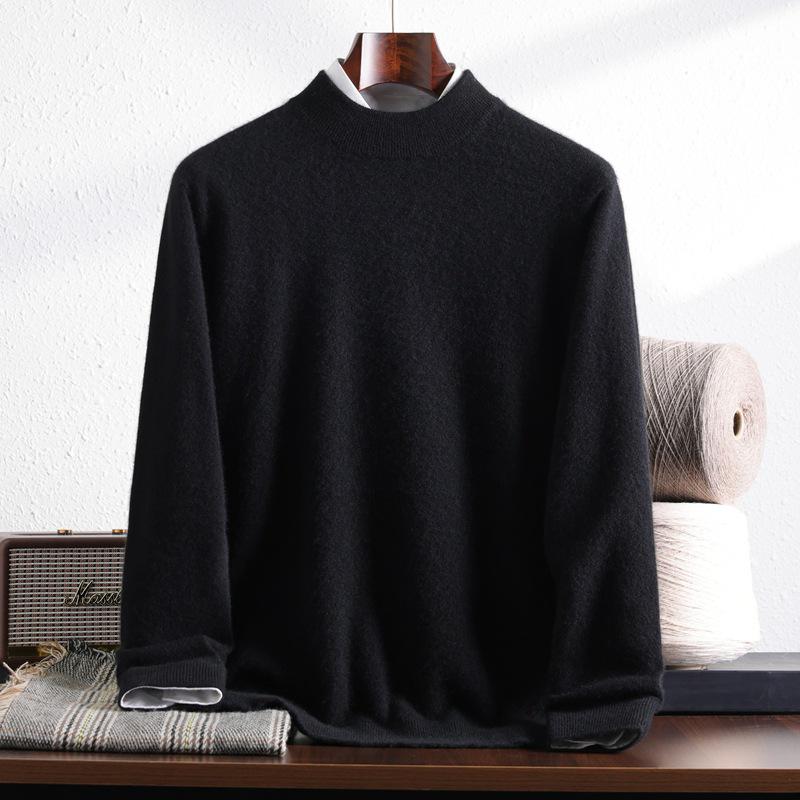 Men's 100% Pure Mountain Half-Cashmere High Neck Knit Sweater - Thickened for Autumn/Winter