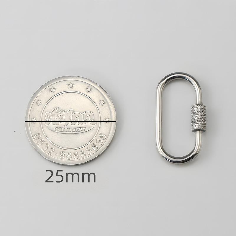 304 Stainless Steel Oval Screw Locking Carabiner Key Ring Keychain Mini Water Bottle Backpack Buckle Lightweight Hanging Buckle