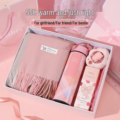 Autumn Winter Gift Set: Scarf & Insulated Cup for Her Birthday