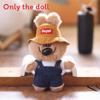 Cute Overalls Denim Hat Cartoon Bear Plush Toy Pendant Keychain For Decor Bag