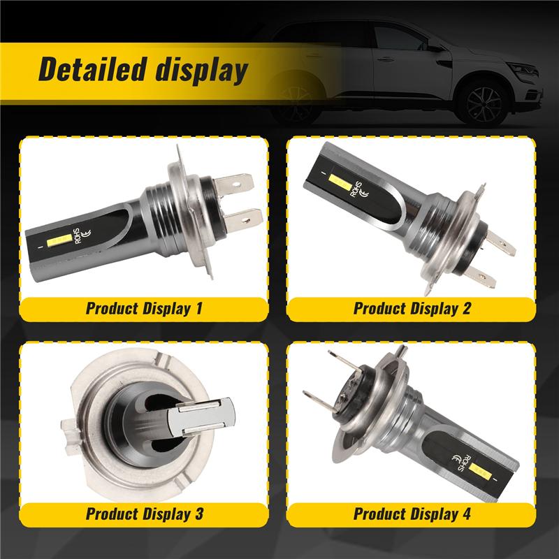 

2Pcs Car H7 LED Bulbs Head Light Lamp White 6000K 80W CSP Chip 6SMD Motorcycle Fog Lamp 1860 16000LM Running Light