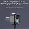 120W Intelligent Car Charger PD65w Fast Charging Adapter with Voltages Display USB A USB C Port Safety Protections