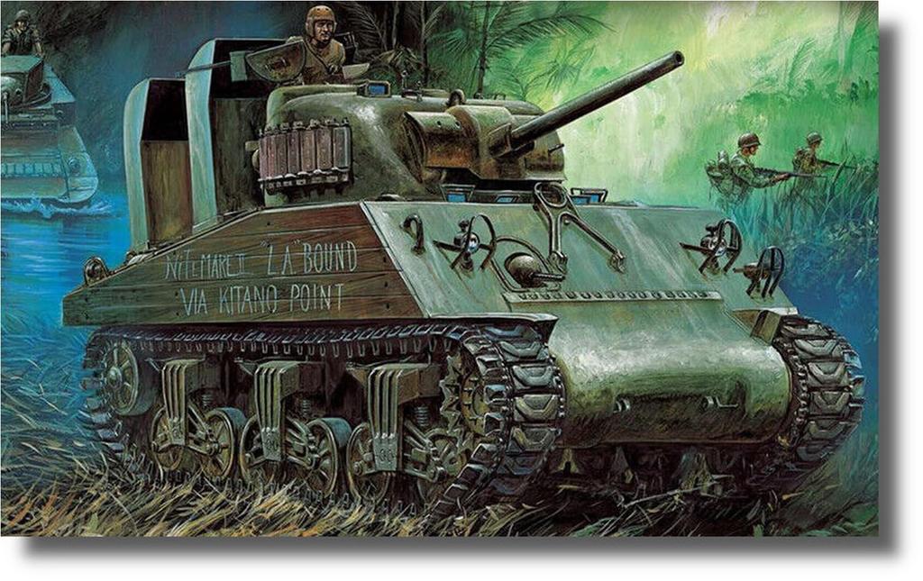 Academy 1/35 M4A2(75) Sherman Pacific Theater Plastic Model 13562