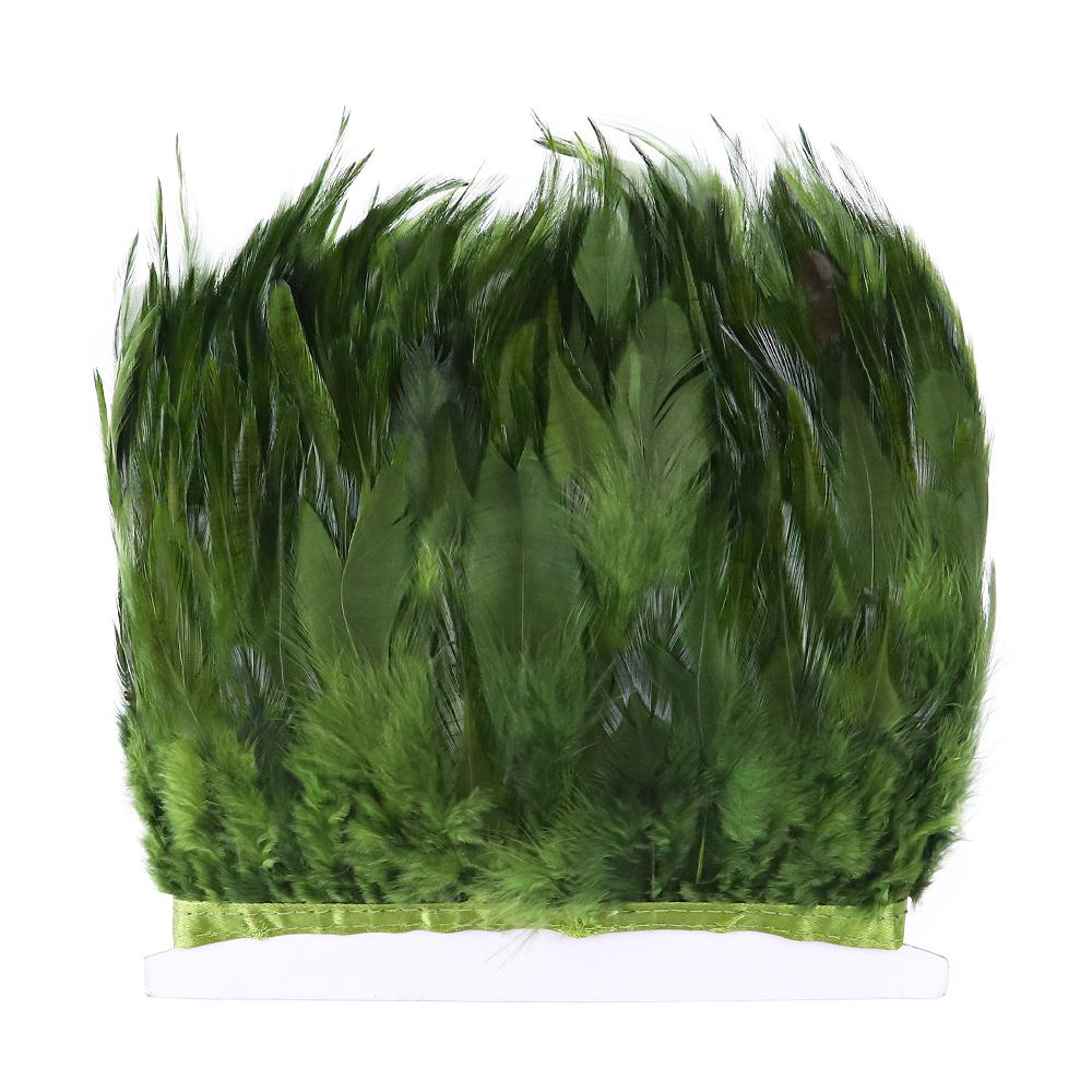 

1 метр Тесьма из куриных перьев Бахрома 3-5 дюймов Натуральные петушиные перья Лента Швейная фурнитура для поделок Ювелирные украшения Декор Перья 4-6 inch армия зеленый