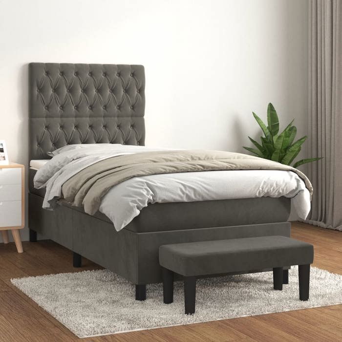 Sommier à lattes avec matelas - Maison Exclusive - 100x200 cm - Tête de lit réglable - Gris foncé