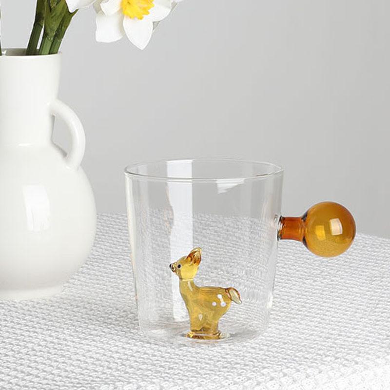 Tasses à Vin en Verre Animal de Ferme 3D Mignonnes Verres Design Italie Verres à Whisky Tasse à Café Enfants Verre Borosilicaté Tasse à Lait Eau Thé