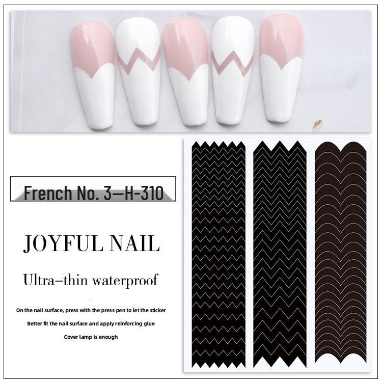French Tip Nail Art Stickers - Crescent & V-Shaped Black Gel