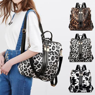 New Backpack, Fashionable Retro Backpack, Large-capacity Commuter Women's Bag, Cow Leopard Print, High-end Textured Shoulder Bag.