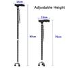 2 unidades Tira de luz LED Mango Metal 3 Pivotes Base Fiable Para Anciano Senderismo ABS Y Aluminio Plegable Ajustable Seguridad Bastón de Caminar Bastón