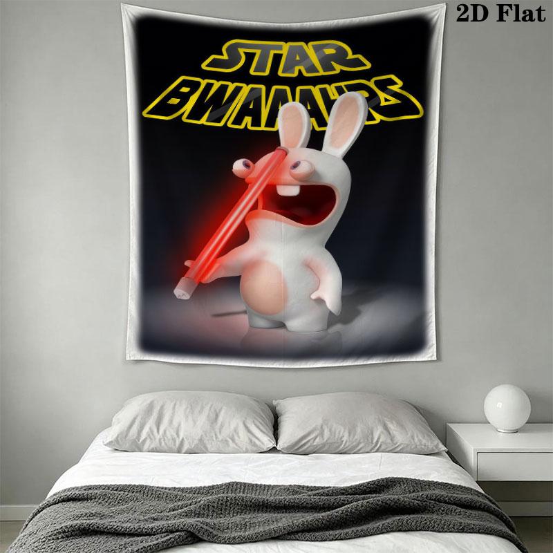Rabbids Invasion Smile Wall Hanging Printed Fabric Blanket Decorative Tapestries for Bedroom Living Room Home Decor