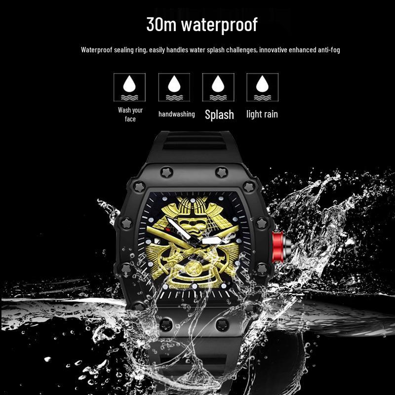 Samurai Luminous Waterproof Sports Watch - Men's Barrel Shape with Calendar