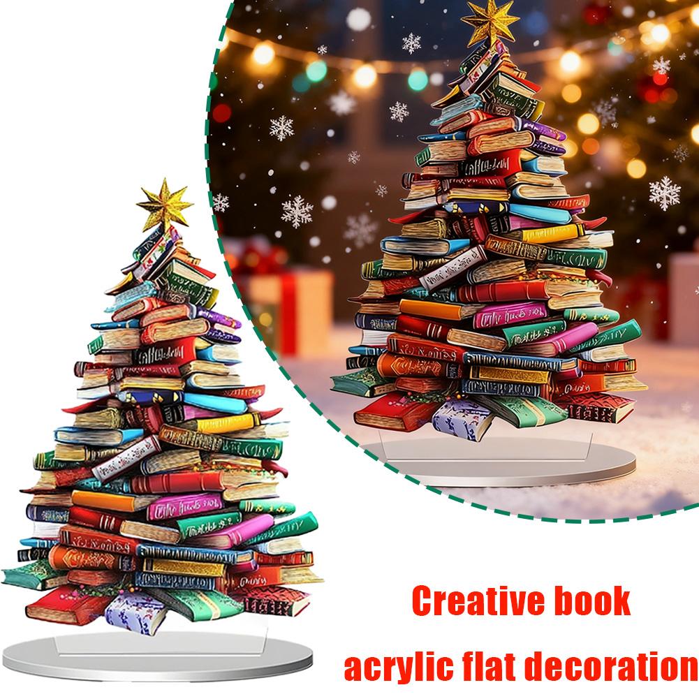 Novelty Book Christmas Tree Home Festival Inspirational Table Decoration High Quality Acrylic Theme Book Festival Birthday Gifts