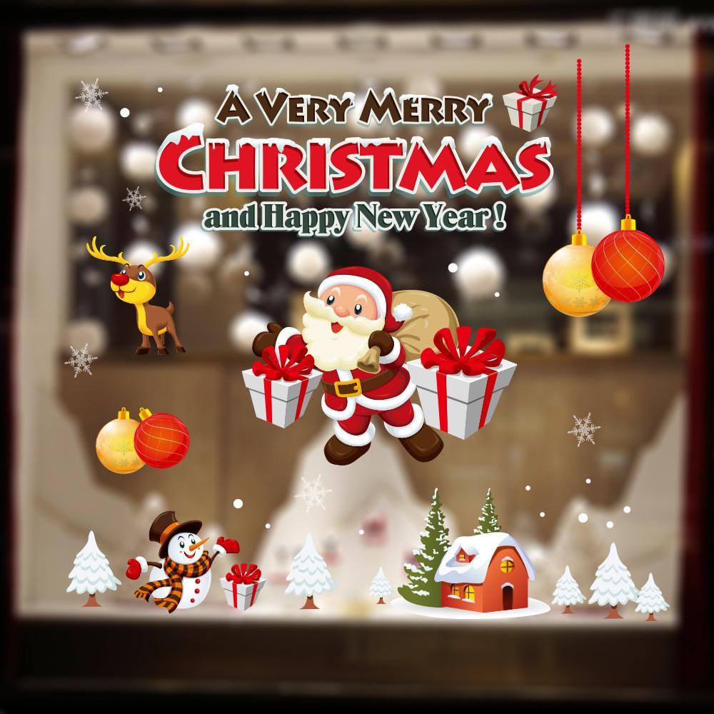 New Pvc Christmas Static Cling Window Decor Featuring Festive Santa Claus Design