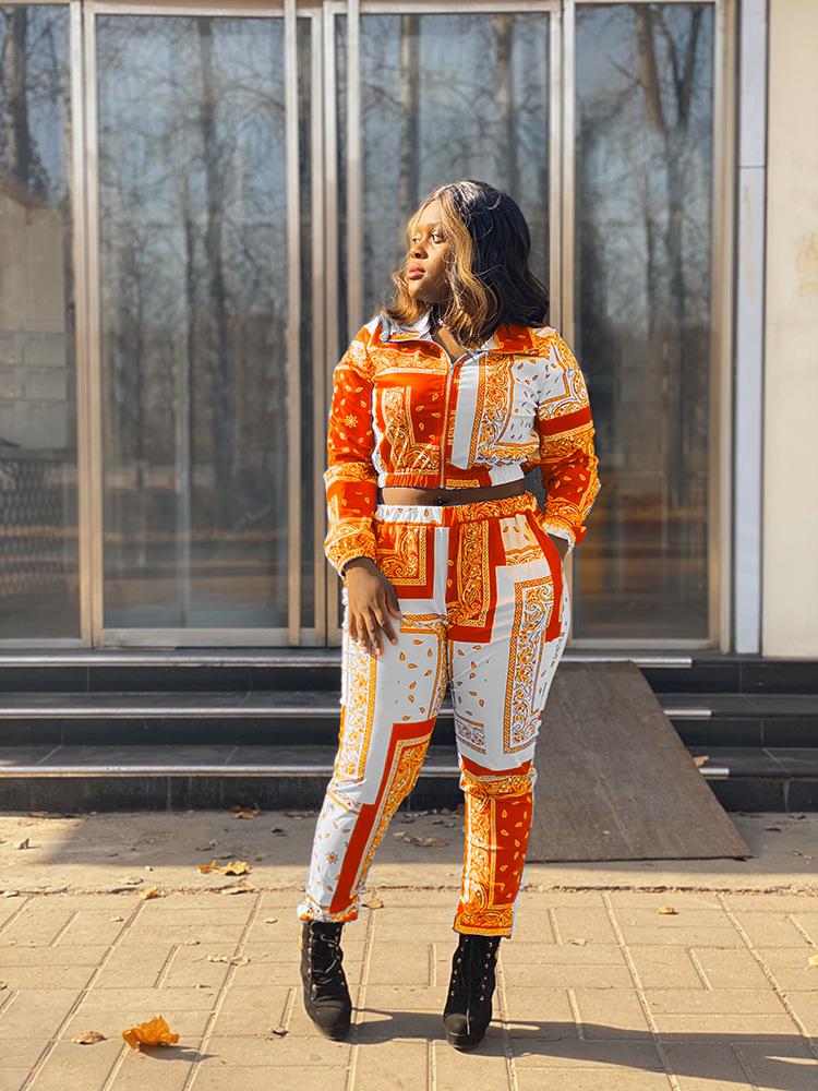 Women's Floral Print Pocket Loose Casual Two-Piece Suit