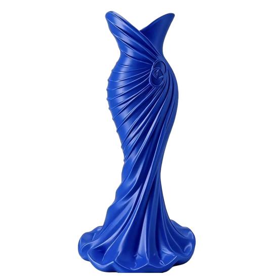 DYS 3D Printed Evening Gown Shaped Vase, Elegant Dress Sculpture Flower Pot, Minimalist Home Ornament for Entryway Side Cabinet