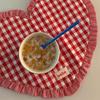 Placemats Dining Table Korean Plaid Red Blue Heart-Shaped Placemat Water Cup Mat Cute Pleated Lace Mat Fabric Coaster Dining Mat