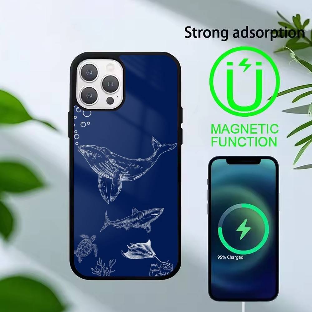 Whale Fall Phone Case For iPhone17,16,15,14,13 Plus,Pro Max Magnetic For Magsafe Wireless Charging