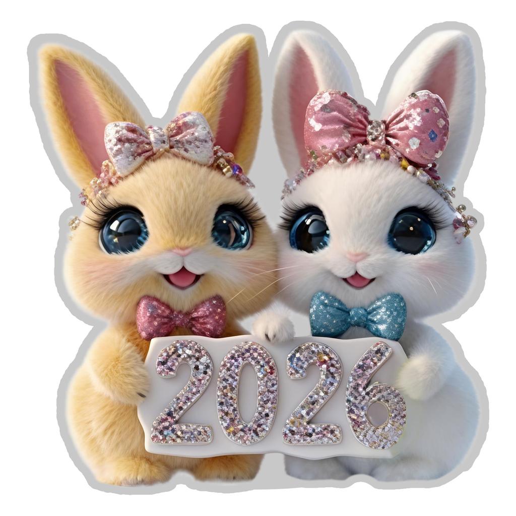 Adorable Acrylic Easter Ornament For Featuring A Pair Of Newborn Rabbits And A Shimmering Light Egg With A Beautiful Bow