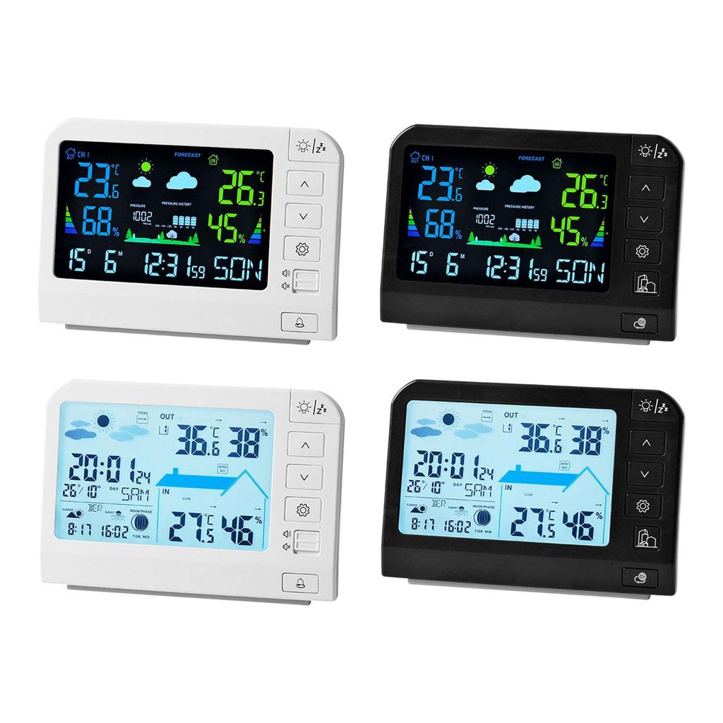Weather Station with Backlight, Practical Weather Clock Temperature and Humidity Detection for Study Room Shelf Bedside Table