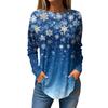 Women's Loose Round Neck Christmas Print Long Sleeve T-Shirt Top Pullover