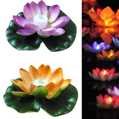 MIT Artificial Lotus Flower LED Light Swimming Pool Garden Pond Floating Floral Lamp