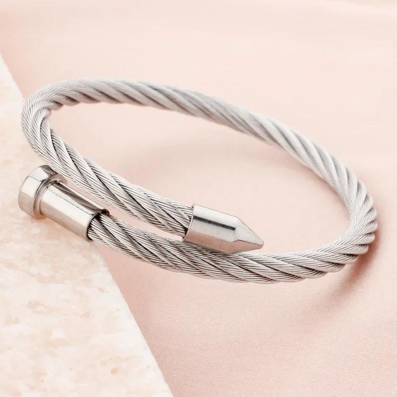 

Nail Steel Bracelet Hip Hop Stainless Steel Bracelets for Men High Quality Gold Copper Color Hand Chain Goth Zircon