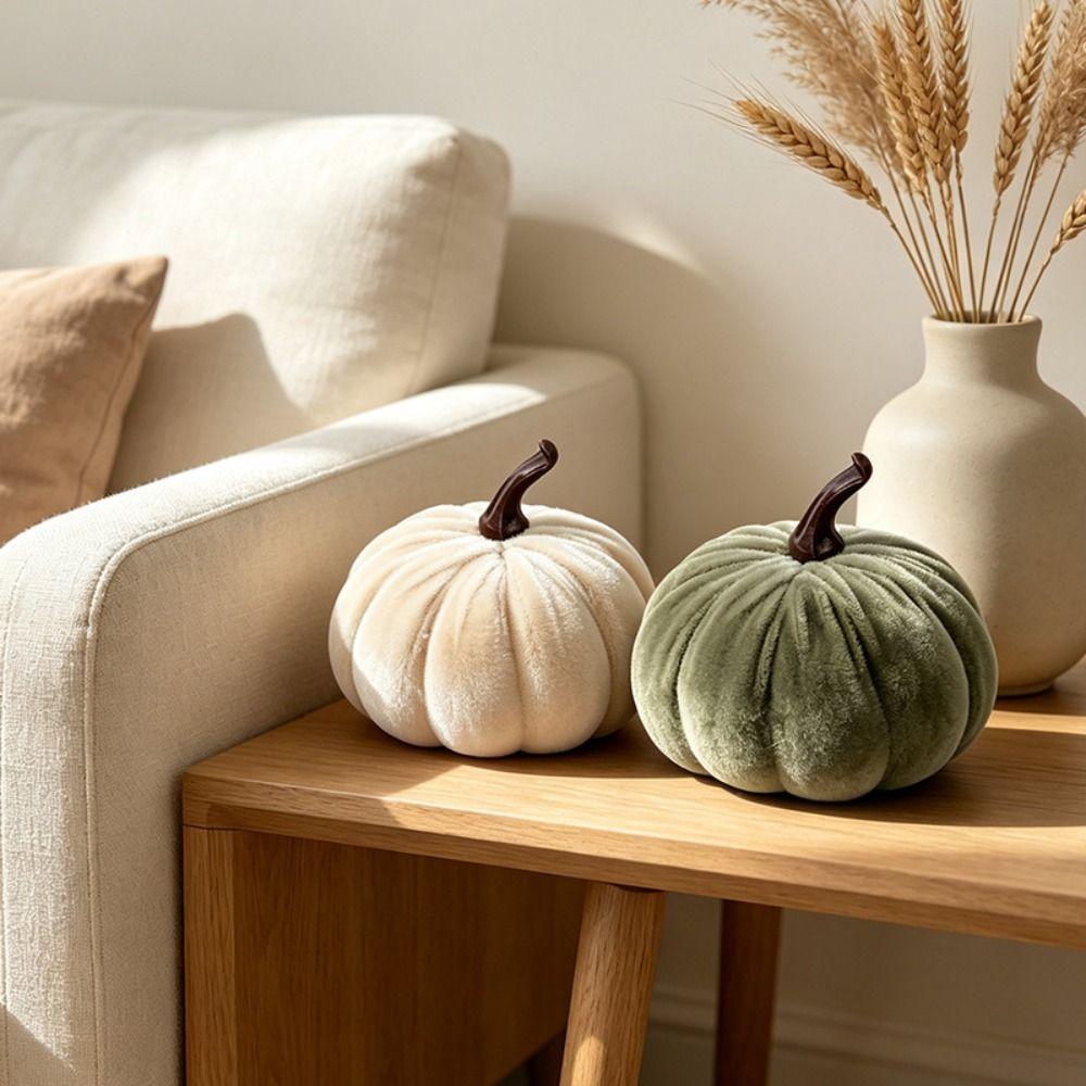 Mini Size Velvet Pumpkin Velvet Fabric Plush Pumpkin Festive Halloween Decoration Halloween Theme