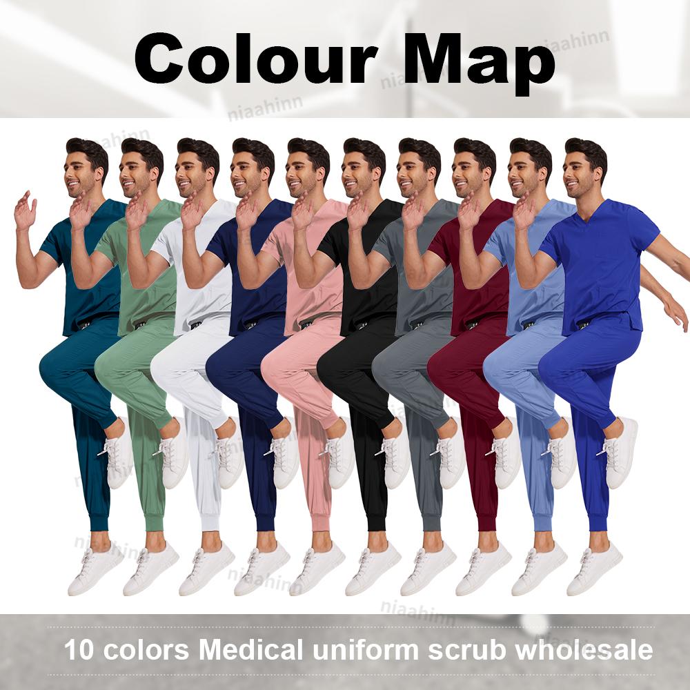 Scrubs Men Women Scrubs Uniforms Medical Jogger Set Nurses Accessories Dental Clinic Pet Grooming Scrub Top Pants Sets