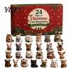 24 Day Christmas Countdown Cat Advent Calendar, with Cute Ornaments, Calendar 2D Acrylic Kitty Holiday Decorations, Gift for Kids, Party