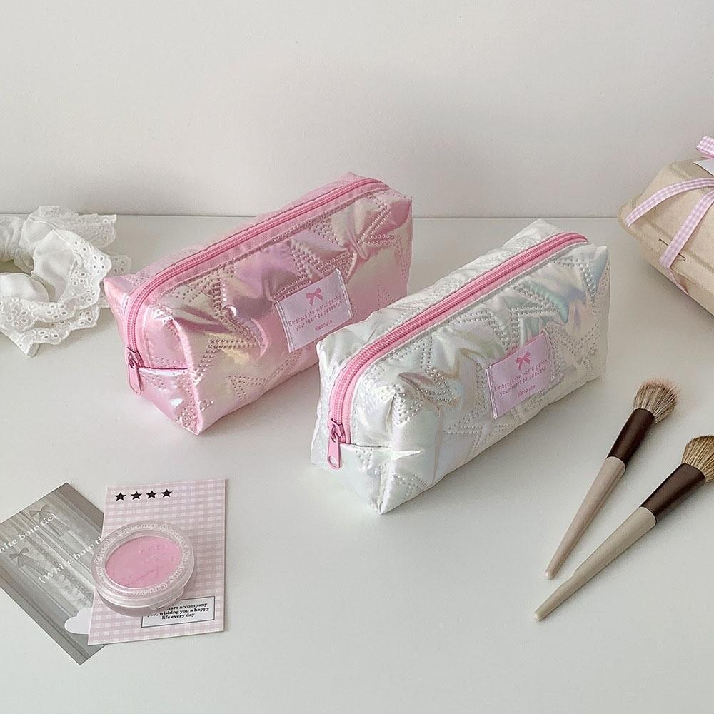 Quilted Storage Bag Star Stationery Bag Glossy Makeup Bag Pencil Pouch  Stationery Holder