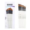 Six-Piece Nylon Hair Paintbrush Set with Pointed and Flat Heads for Acrylic, Watercolor, and Oil Painting - Pearlescent White