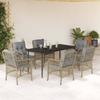 7-Cz. Gartenmöbel-Set mit Kissen, gemischtes Beige