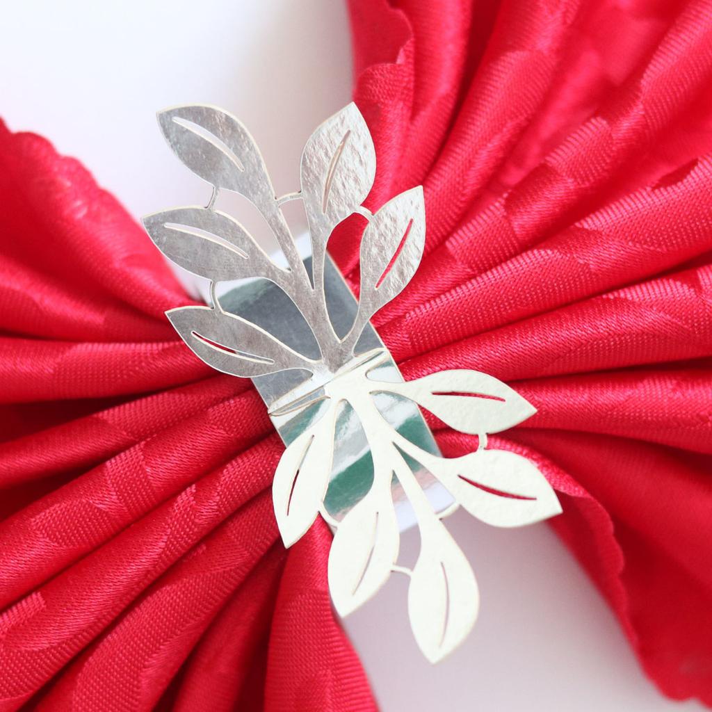 50 Pcs Gold Leaves Napkin Buckle, Reflective Gold Leaf-Shaped Paper Napkin Holder Rings For Dinner Party Celebration Table Decor