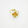 Vierblättriger Kleeblatt Goldplattierter Verstellbarer Ring für Damen - Elegantes Blumen-Design, Modischer und Schicker Schmuck für den Arbeitsweg