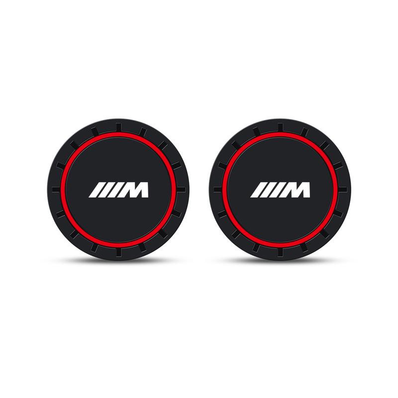 BBKY7 2PCS Car Cup Pad High-quality Silicone Coaster Non-slip Mat For BMW M Emblem E46 E36 E34 F10 E90 F30 E60 F30 E53 E30 E92 E87