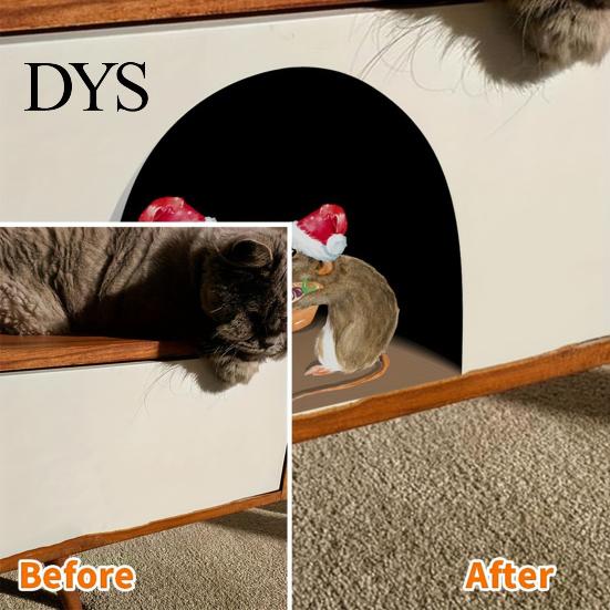 3D Mouse Hole Stickers Christmas Cute Break?Through Wall Decals, Self?Adhesive Animal Decor Stickers, DIY for Living Room Entryway Kids