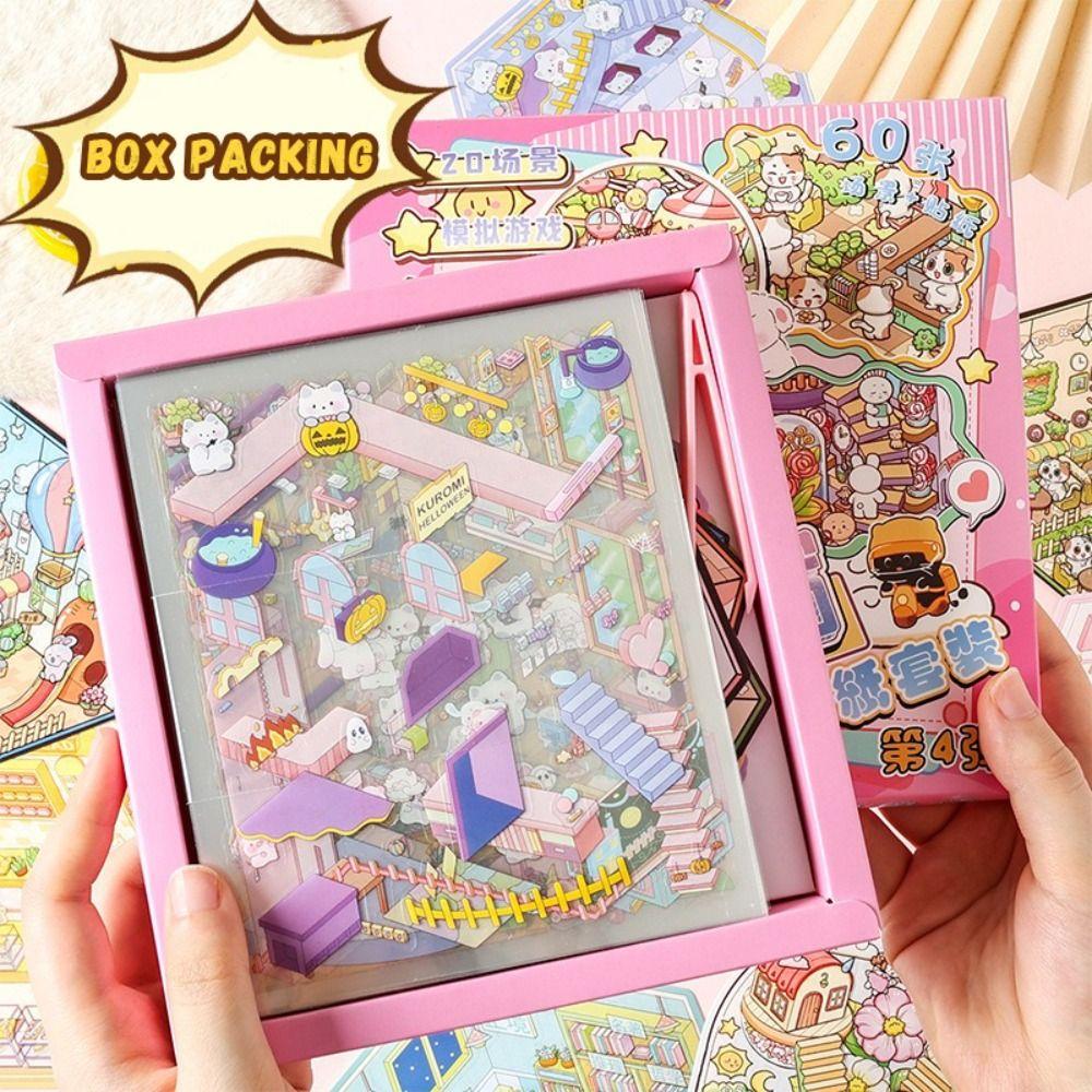 PET 3D Landscape Sticker Decompression Miniature Scene Collage DIY Toy Game Stickers  Gift