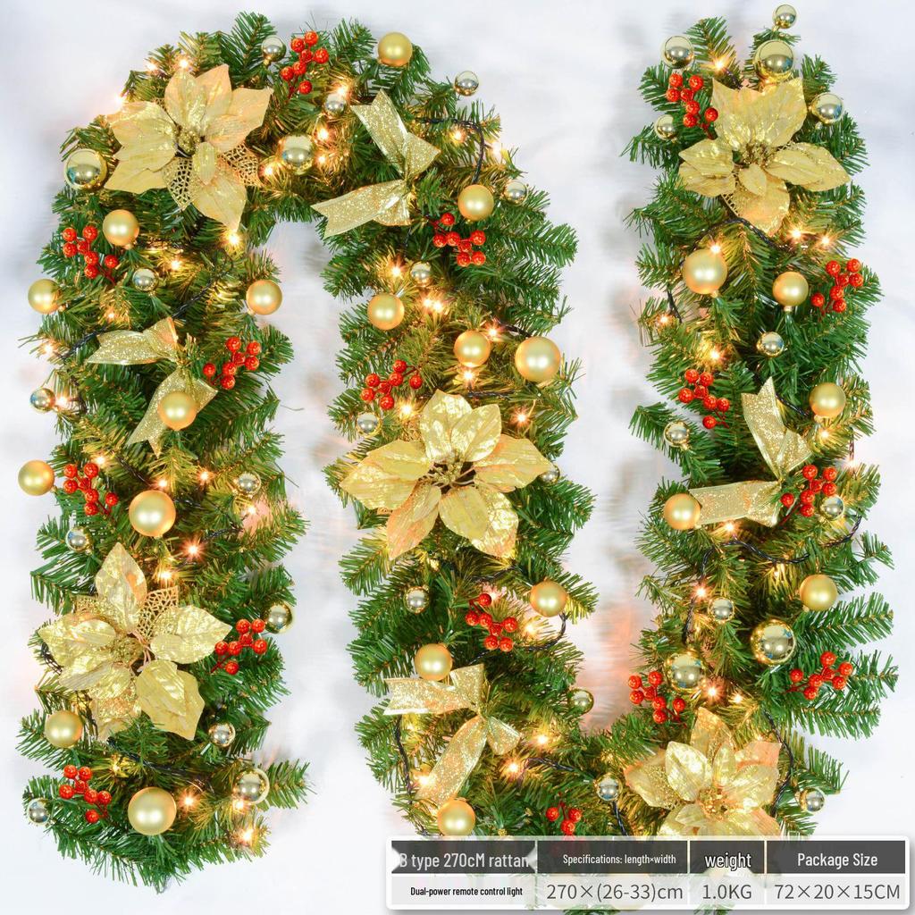 Christmas Glimmer: Garland Set for Tree, Window, and Fireplace with Flocked Leaf Ornaments