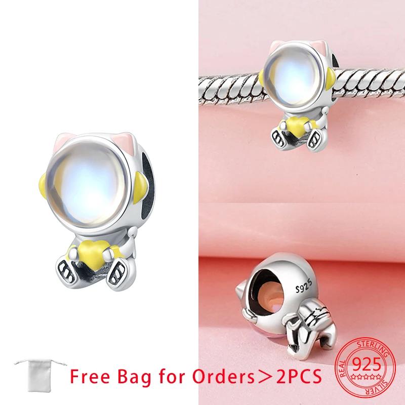 Original Blue Heart-Shaped Charms Rocket Pilot Bow Beads Copper Pendants Fit Bracelet Women Diy Jewelry Making Fine Gift