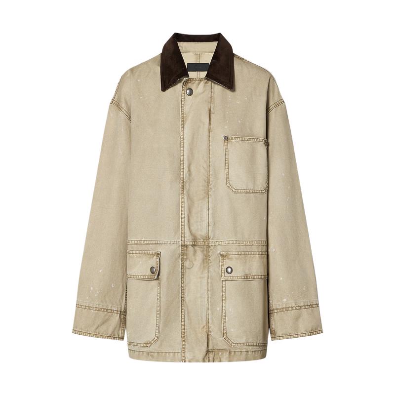 MO&Co. Women's Loose Fit Cotton Turn-down Collar Jacket